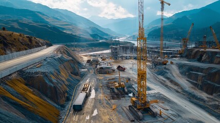 AI generator image of  professional photopgraphy of engineering and geotechnical and structural works. Use a company style