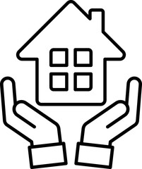 家と手のアイコン（real estate icon. home house hands）
