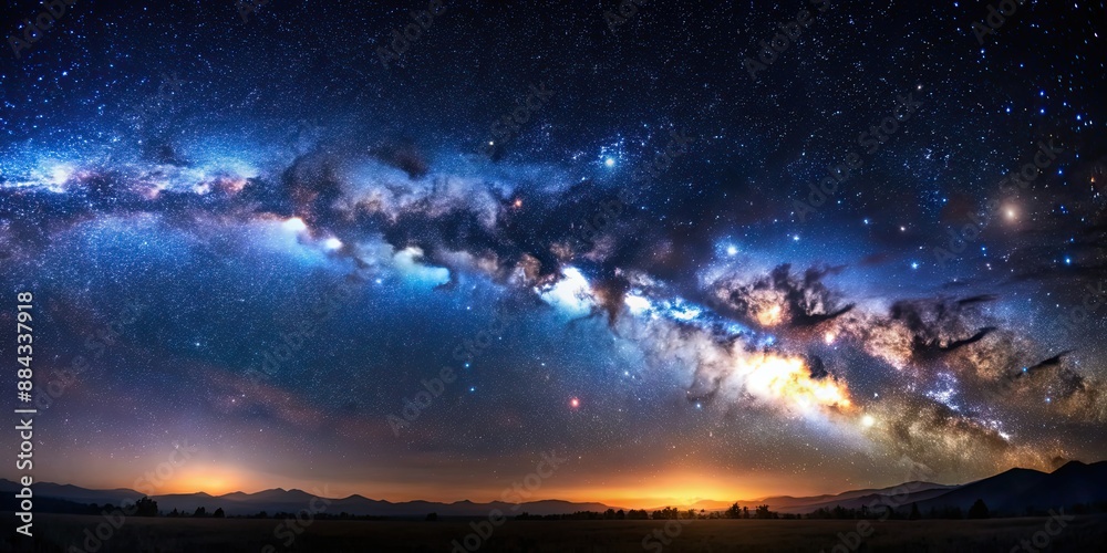 Sticker A breathtaking view of a starry night sky, stars, night, sky, astronomy, galaxy, space, universe, celestial, nature