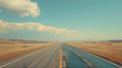 Fototapeta premium Open road stretching into the horizon, symbolizing the journey towards freedom and endless possibilities