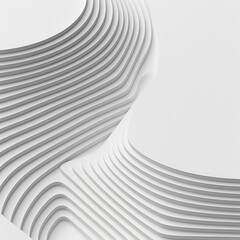 Abstract Background With White Layers of Waves. Minimalism Style Design. 3D Render, Illustration