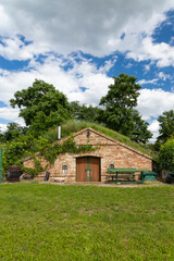 Obraz premium Wine cellars and vineyard in Palava region, Southern Moravia, Czech Republic