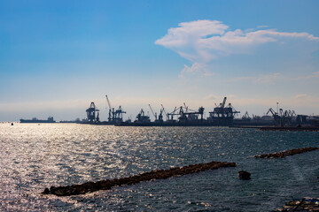 Port and industrial zone in Taranto, Apulia, Italy