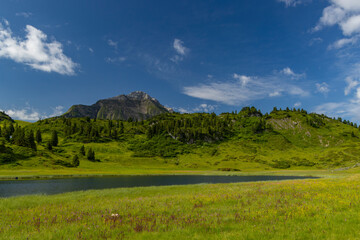 Landscapes near Kalbelesee, Hochtann Mountain Pass, Warth, Vorarlberg, Austria