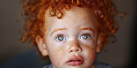  baby toddler biracial boy with red curly hair - Powered by Adobe