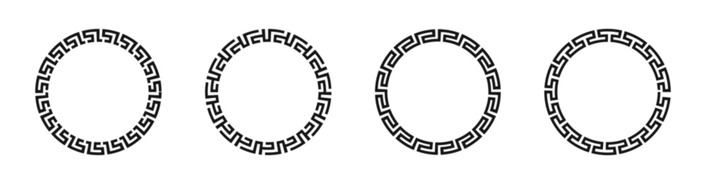 Tibal ornament circle vector set. Round traditional frames.
