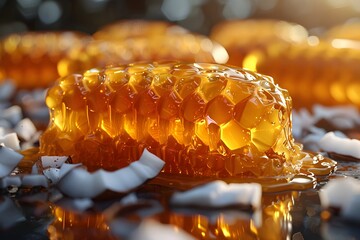 Honey Drips on Coconut Flakes 3D