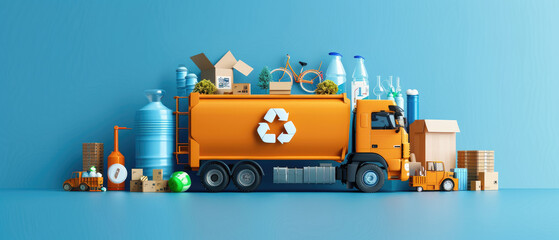 Naklejka premium Flat design illustration of waste reduction and recycling process.