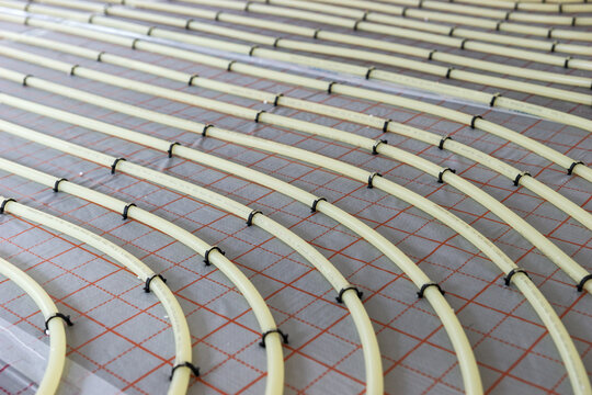 New underfloor heating system. Water floor heating system indoor