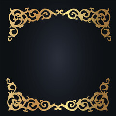Golden decorative frame. Vector on black background