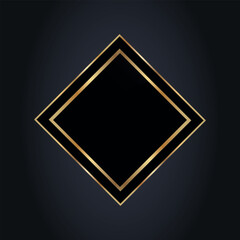 Black decorative shield in the form of a rhombus. Empty shield. Vector on a black background