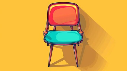 Chair flat design, top view, furniture theme, cartoon drawing, vivid