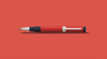 Ballpoint Pen flat design, front view, everyday use theme, animation, Complementary Color Scheme