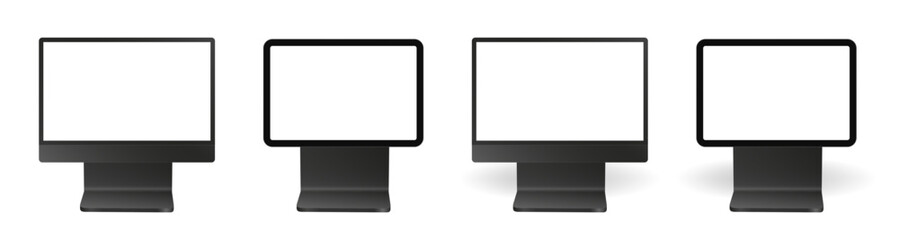 Set of black information panels . Screen mockup, empty frame. Display or signboards isolated on a transparent background. 3d mockup of a signboard with transparent or white screen and shadow