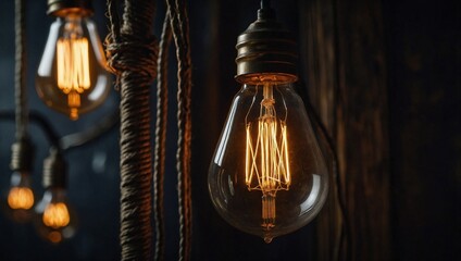 A closeup of a vintage Edison bulb
