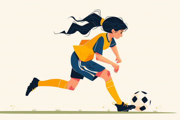 Obraz premium illustration of a woman playing soccer with copy space