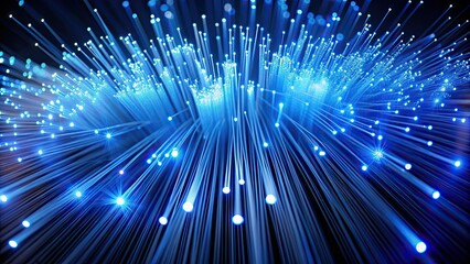 Obraz premium Blue fiber optic lights creating a starry night sky effect , futuristic, background, abstract, technology, illuminated