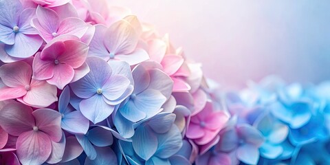 Fototapeta premium Soft pink and blue hydrangea petals , hydrangea, flower, pink, blue, petals, delicate, pastel, soft, garden, floral, nature