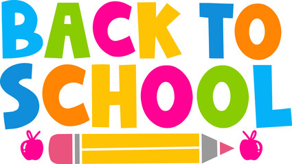 Back To School typography clip art design on plain white transparent isolated background for card, shirt, hoodie, sweatshirt, apparel, tag, mug, icon, poster or badge