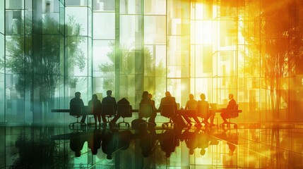 Corporate Sustainability: Business Leaders Planning Emissions Reduction Strategy in a Green Office