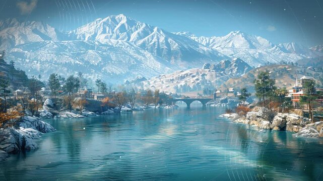 Neblige Berglandschaft mit See, made by AI
