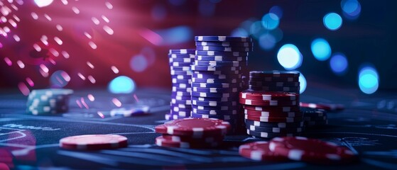 Digital billboard for an online casino, showcasing live poker games and betting options, designed to attract gaming enthusiasts with its vibrant entertainment appeal