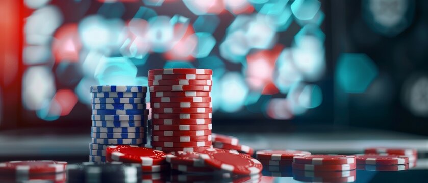 Digital billboard for an online casino, showcasing live poker games and betting options, designed to attract gaming enthusiasts with its vibrant entertainment appeal