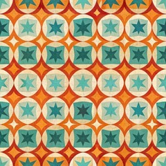 Groovy stars retro geometric seamless pattern