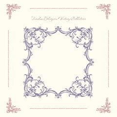 Antique decorative frame with exquisite classic frames, curls. Vector vintage illustration
