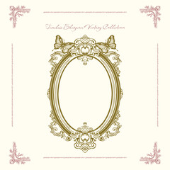 Antique decorative frame with exquisite classic frames, curls. Vector vintage illustration