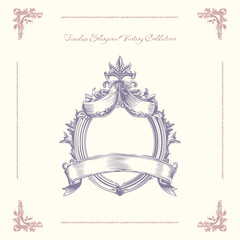 Obraz premium Antique decorative frame with exquisite classic frames, curls. Vector vintage illustration