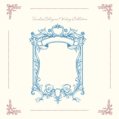 Antique decorative frame with exquisite classic frames, curls. Vector vintage illustration