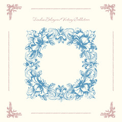 Antique decorative frame with exquisite classic frames, curls. Vector vintage illustration