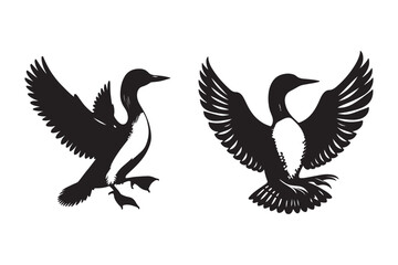 Obraz premium Loon silhouette vector art illustration with white background - Generative AI