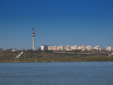 View with Galati city and Danube river in Romania 