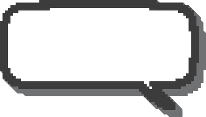 Pixel speech bubble for game design and chart. Retro chat box for dialog comment and messages. Conversation balloon shape. 8 bit cartoon element