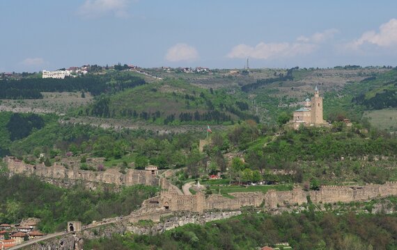 Landscape with Tsarevets medieval fortress in Veliko Turnovo, Bulgaria