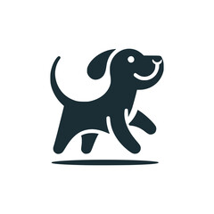 playful dog cute pet animal minimalist logo vector illustration template design