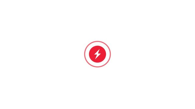 Fast charging icon, wireless battery charging concept, charging animation with radio wave, electric thunder power charging.