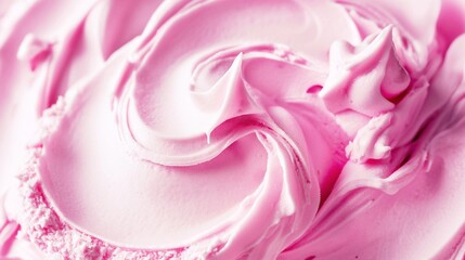 Closeup of pink texture of strawberry ice cream. Abstract background and texture for design. 3D rendering. Berry ice cream, top view.