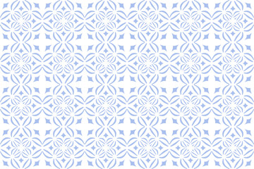 Seamless Geometric Diagonal Checked Light Blue and White Pattern. 