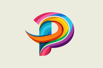 Letters P logo modern colorful design vectors