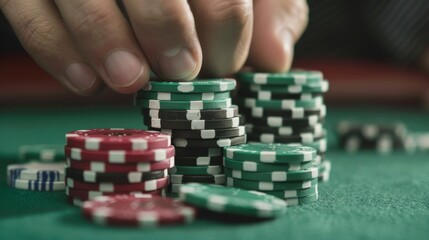 Naklejka premium High-energy online poker tournament, showcasing networked players, intense betting, and targeted casino advertisements driving engagement