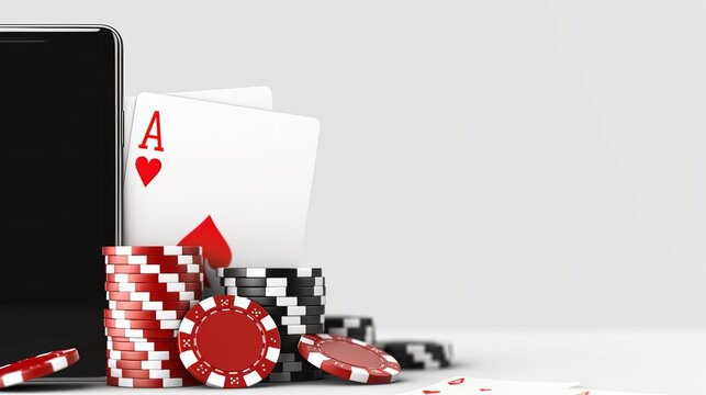 High-energy online poker scene, with detailed cards and chips, dynamic advertising graphics promoting internet gambling excitement