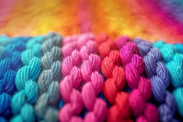A stunning close-up of a vibrant 3D-texture crochet piece, showcasing intricate patterns and bold colors.
