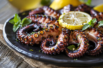 Grilled Octopus with Lemon and Mint.