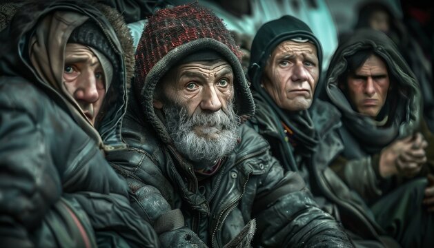 Photo capturing Ukrainian refugees' journey, emphasizing perseverance unity