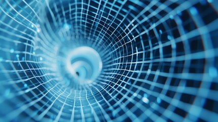 Futuristic blue digital grid background - network technology wallpaper, 3d render


