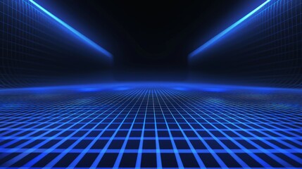 Futuristic blue digital grid background - network technology wallpaper, 3d render


