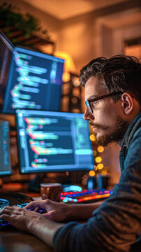 Web developer typing code on a computer